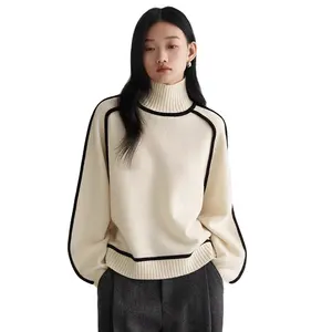 Cashmere sweater female 100% cashmere 2023 autumn and winter pure cashmere sweater high collar to keep warm.