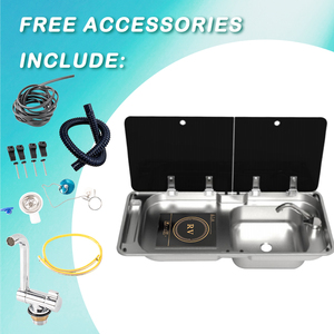 Cuisinière à induction compacte JDA en acier inoxydable 304 avec évier intégré et couvercle en verre trempé pour caravane, yacht, <span class=keywords><strong>camping</strong></span>-<span class=keywords><strong>car</strong></span>, bateau - Product Image 6