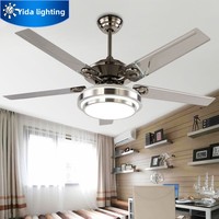 Ventilateur de plafond en fer de 52 pouces avec lumières LED, 5 pampilles de style moderne pour chambre/salon, ventilateur électrique 220V avec télécommande et variateur d'intensité
