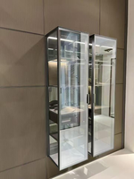 Vitrine en verre avec cadre en aluminium écologique XUNKAIFactory, éclairage LED intégré, rangement pour dressing, idéale pour villa/hôtel