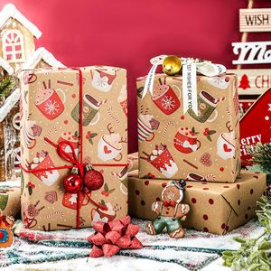 Christmas Wrapping Paper Roll Reversible Kraft Holiday <b>Mugs</b> Design 46.8 Square Feet Gift Craft Packaging - Product Image 2