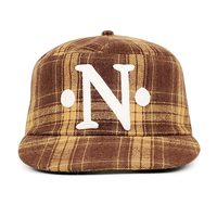 Gorra Casual de Algodón 100% a Cuadros Personalizada de Alta Calidad con Bordado 3D y Visera Plana Sin Estructura
