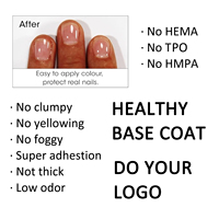 Couche de base sans HEMA & HPMA & TPO, gel UV écologique inoffensif et à faible odeur, disponible en stock, marque privée OEM, transparent et sain, longue durée