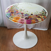 Table basse ronde en résine personnalisée + fleurs séchées réelles pour meubles de maison Table basse ronde en résine