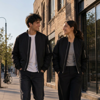 Blouson aviateur noir MA-1 imperméable en Taslan avec poignets et ourlet côtelés pour les voyages en plein air et le quotidien