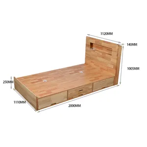 Cadre de lit Queen en bois massif vendu au prix d'usine Cadre de lit King en bois Lit plateforme en bois de qualité