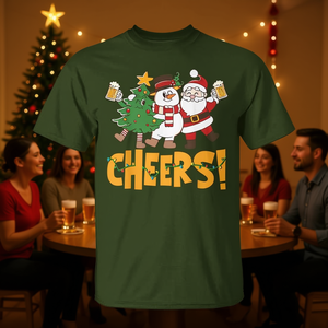 Camiseta Cheers Santa Drinking Beer Christmas Friends Squad - Product Image 3