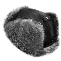 HZM-18268 Gorro de Piel Sintética para Hombre, Gorro de Invierno Cálido Estilo Ushanka, Gorro de Soldado Ruso, Gorro de Caza