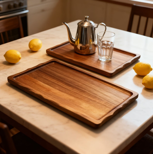 <span class=keywords><strong>Plateau</strong></span> en bois écologique et durable avec bords ondulés, adapté à la décoration de la maison, à l'utilisation en <span class=keywords><strong>cuisine</strong></span>. - Product Image 2