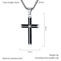 Liontin Kalung Baja Anti Karat Berlapis Emas 18K Model Enamel Slope Cross Pvd, Perhiasan Fashion untuk Pria, Produsen Grosir 2026