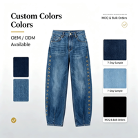 Jean Balloon Tendance pour Femme Taille Haute avec Détail Œillets Dorés 2026 Streetwear