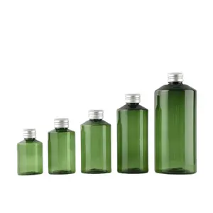 Maysure 200ml 300ml 500ml Schräg schulter Shampoo flasche Großhandel grün PET Plastik lotion Flasche mit Silber Schwarz Gold Kappe