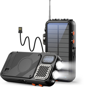 Banco de Energía Solar Portátil, Altavoz Inalámbrico, Linterna LED, Radio FM, Doble USB, Micro USB, Pantalla Digital, 2 Cables Integrados - Product Image 2