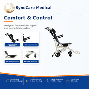 Fauteuil roulant médical pliable SynoCare 520x230x760 mm avec fonction inclinable pour les voyages des personnes âgées - Product Image 5