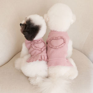 2025 Natal Ano Novo Outono e Inverno New Pink Thickened Listrado Cat Clothing Pet Dress Clothing + Hat - Product Image 4