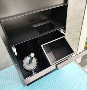 Nicchia a <span class=keywords><strong>Muro</strong></span> Incassata in Acciaio Inox 304 Antiruggine, Unità Combinata 3-in-1 con Dispenser per Fazzoletti, Cestino e Portascopino Nascosti - Product Image 3