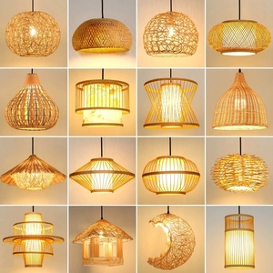 Lustre en rotin tressé à la main, lampe à fleurs multi-niveaux, lampe suspendue rustique pour salle à manger, grande lampe à <span class=keywords><strong>suspension</strong></span> en forme de panier rond - Product Image 5