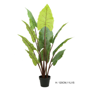 2023 nouveau Design imitation plantes grande feuille petit Faux vert en <span class=keywords><strong>pot</strong></span> bonsaï artificiel arc-en-ciel Taro plante pour la maison et le jardin décor - Product Image 2