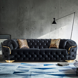 Canapé et canapé en velours de luxe au design moderne, inclinable à deux places, avec fonction capitonnée, pour meubles de maison et salon - Product Image 1