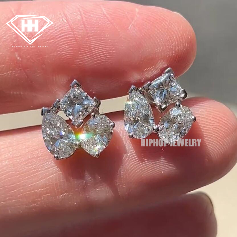 Vintage 10mm Moissanite Big Heart Stud
