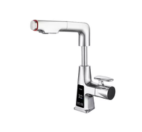 Robinet de lavabo moderne en laiton monotrou à tirette avec capteur sans contact, noyau de vanne en céramique à poignée unique pour la cuisine