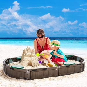 Bac à sable ovale portable en plastique HDPE au design moderne pour les enfants qui jouent en plein air - Product Image 2