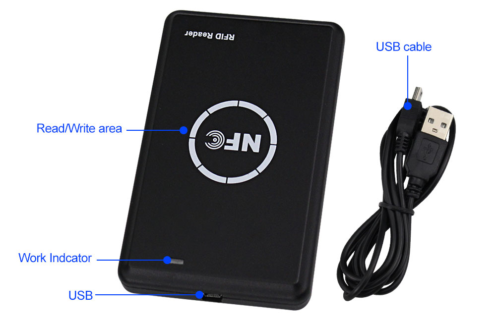 Copieur De Carte D'identité IC Portable 125-500KHz Crypté NFC Lecteur De  Carte à Puce Graveur Duplicateur Cloner Pour Système De Contrôle D'accès De