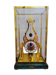 นาฬิ<span class=keywords><strong>กา</strong></span>ตั้งโต๊ะ/ติดผนัง แบบโครงกระดูก ไร้เสียง พร้อมฟังก์ชั่นแสดงข้างขึ้นข้างแรม  ทรงกรวยเคลือบทองสไตล์ฝรั่งเศส  แบบลูกตุ้มหมุน - Product Image 5