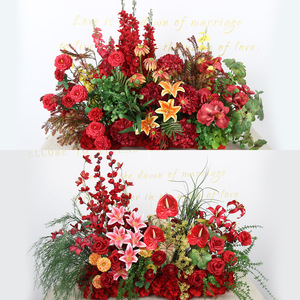 Boule de fleurs séchées en soie rouge vif chinoise pour centres de table de mariage et décorations de Noël - Product Image 5