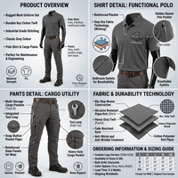 Ensemble uniforme de travail personnalisé pour mécanicien automobile, polo à manches courtes résistant à l'huile, pantalon de travail multi-poches pour ateliers de réparation