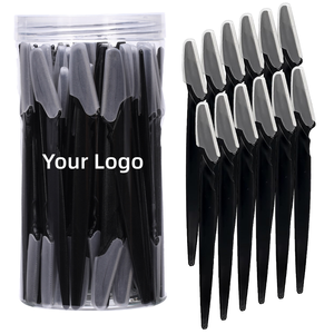 Custom Logo Stainless Steel Slanted Eyebrow <b>Trimmer</b> Portable Facial Razor Hair Removal Tool - Product Image 4