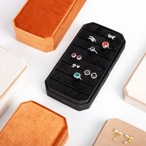 Boîtes de présentation pour bagues octogonales en velours flanelle personnalisées Zebo, organisateur, conteneur, plateau de présentation de bijoux avec couvercle AC14 - Product Image 4