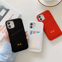 Étui à cartes en cuir personnalisé pour iphone 11 12 13 pro max xs xr 7 8Plus