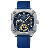 Reloj BINBOND de Acero Inoxidable, Tourbillon Automático, Mecánico, con Cristal Transparente, Resistente al Agua, a la Moda