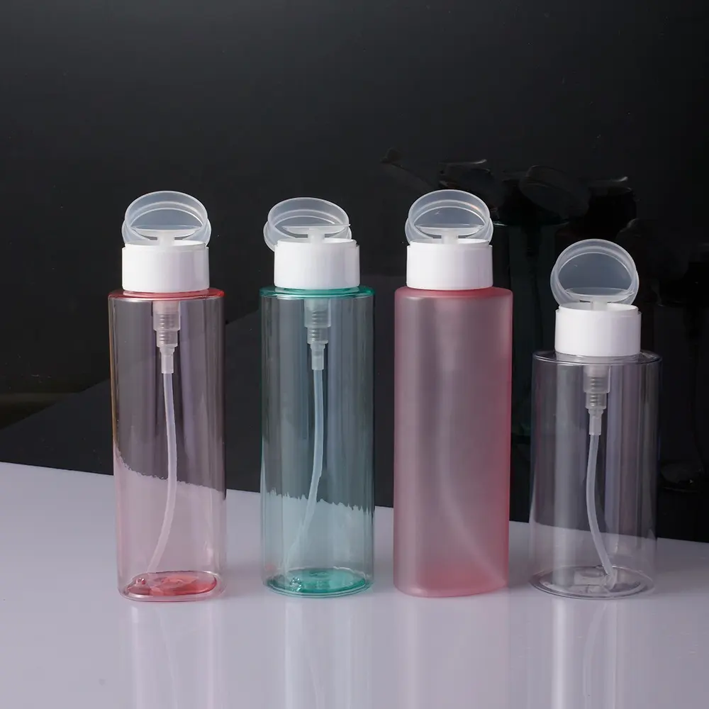 Yeni tasarım boş plastik yüz temizleme makyaj çıkarıcı konteyner şişeleri