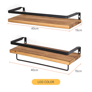 Home 2 Set mensole da parete <span class=keywords><strong>in</strong></span> ferro supporto mensole galleggianti <span class=keywords><strong>in</strong></span> <span class=keywords><strong>legno</strong></span> mensola da bagno con portasciugamani - Product Image 2