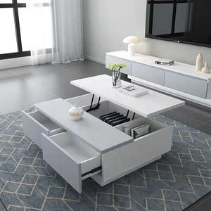 Meubles de salon contemporain Mdf, <span class=keywords><strong>Table</strong></span> moderne Extensible en bois blanc, Set avec <span class=keywords><strong>Console</strong></span> réglable pour Tv et <span class=keywords><strong>Table</strong></span> basse, livraison gratuite - Product Image 4