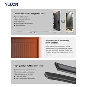 Porte d'entrée moderne de haute qualité YUDON DOOR, en aluminium coulé noir, sécurisée, anti-effraction, insonorisée, coupe-feu, pour villa, extérieur - Product Image 2