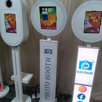 Machine de photomaton pour événements et fêtes, avec appareil photo reflex numérique de 15,6 pouces en bois grainé