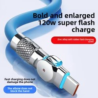 Câble de charge rapide Micro-USB rotatif à 180° 120W 3A pour téléphones mobiles Android avec conducteur en cuivre composite