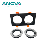 Spot à double tête carré à réglage encastré double gu10 mr16 boîtier de downlight
