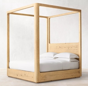 Cama Doble Elevada de Madera Maciza Estilo Rústico Americano para Dormitorio Principal, Hotel o Villa, Personalizable - Product Image 3