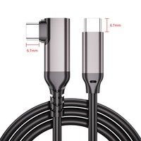 Cable USB 3.1 Tipo C a C en Ángulo Recto DFX de 1M 60W 3A de Carga Rápida con Carcasa Reforzada de PVC SR para Steam Deck y Auriculares VR