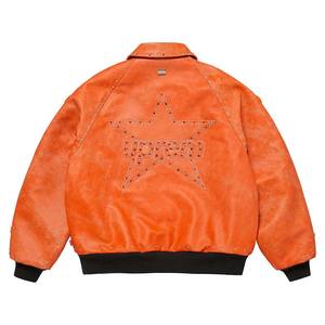 جاكيت جلد رجالي مخصص مزين بالأحجار الكريمة والتطريز، جاكيت جلد عتيق بسحاب كامل للرجال - Product Image 3