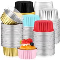 Lot de 50 moules à pâtisserie jetables en aluminium PET de 5 oz, mini moules à gâteaux avec couvercles, moules à muffins, 125 ml, résistants à la chaleur, pour poudings