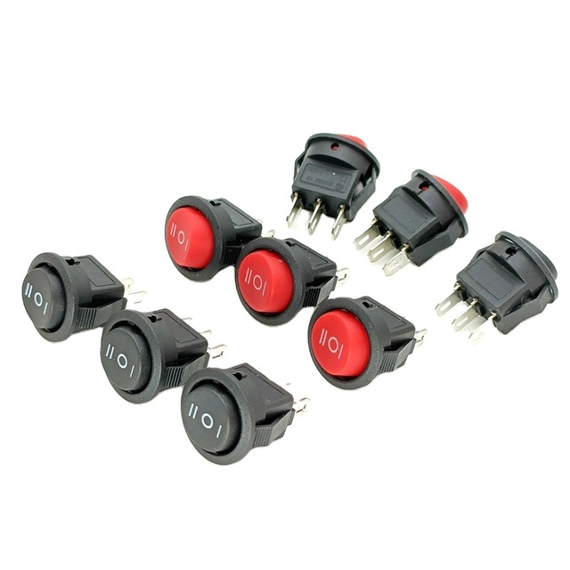 KCD1 3-Pin 3-Position Self-Locking IP20 Electric Rocker Power Switch 15mm Opening Round Upper and Lower Part Boat-Shaped Plastic