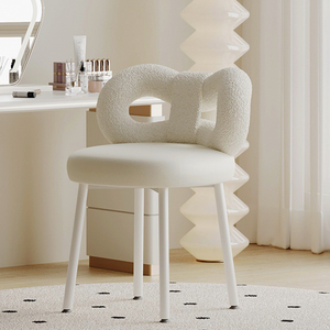 Sillón tapizado moderno con patas bjflamingo Silla <span class=keywords><strong>de</strong></span> maquillaje con soporte <span class=keywords><strong>de</strong></span> hierro blanco - Product Image 1