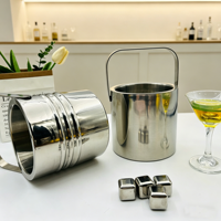 Camol Factory seau à glace en acier inoxydable 1.3L seau à glace à double paroi seau à vin bar à cocktails vin maison bar accessoires