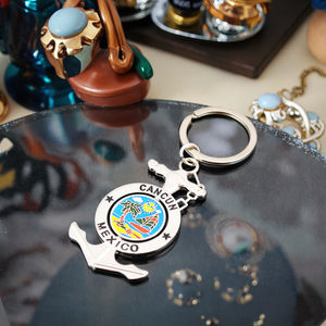 سلسلة مفاتيح تذكارية مكسيكية على شكل مرساة، تصميم جديد من المعدن مصنوع من النحاس والفولاذ المقاوم للصدأ مع طباعة أوفست وطباعة بالأشعة فوق البنفسجية - Product Image 1