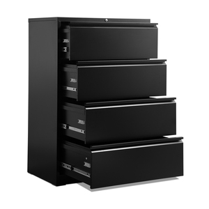 Armoire à dossiers latérale pliable en métal au design moderne avec 4 tiroirs pour usage domestique ou de bureau - Product Image 1